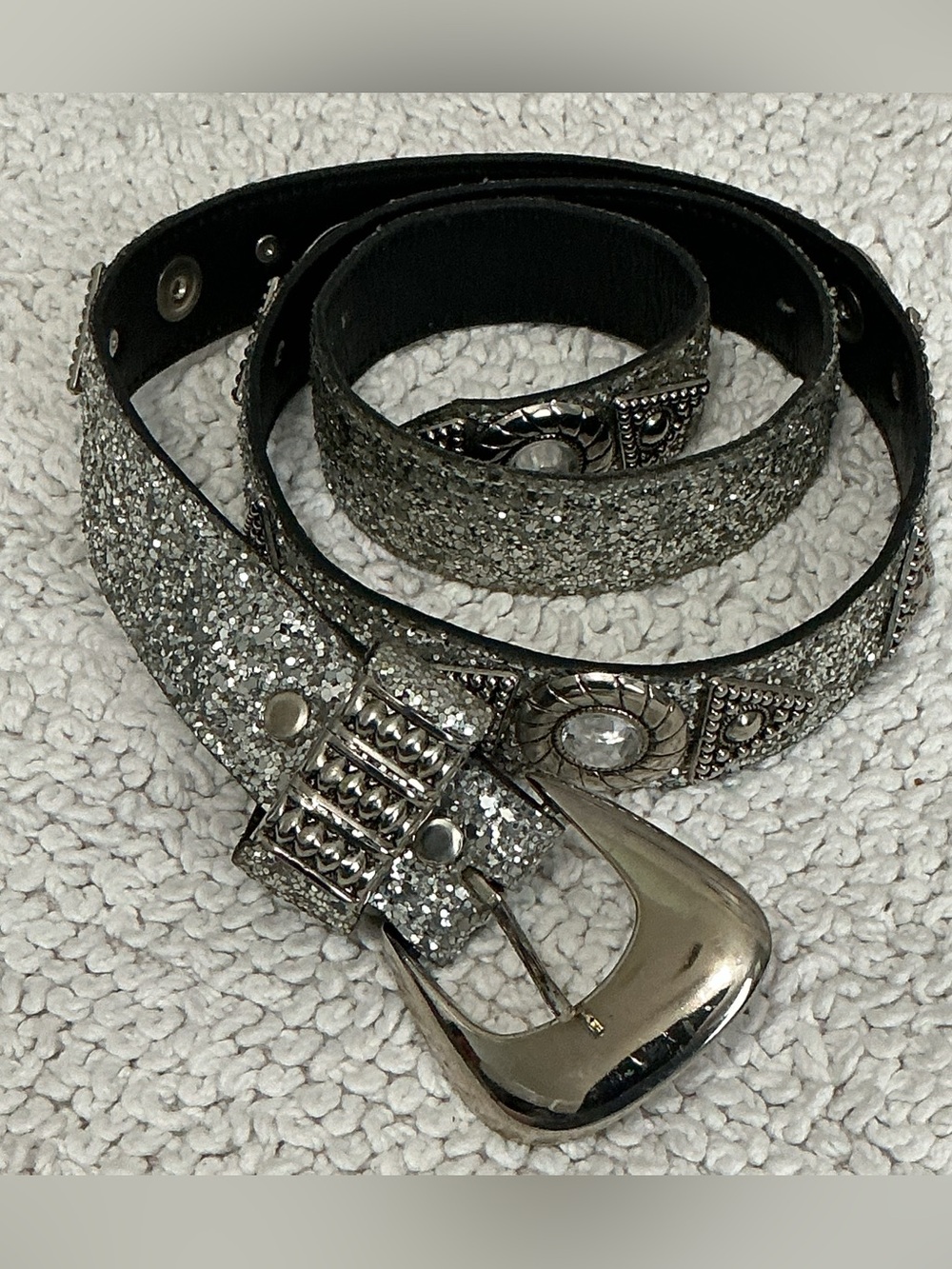 LeatheRock Glitter Rhinestone Leather Belt M
